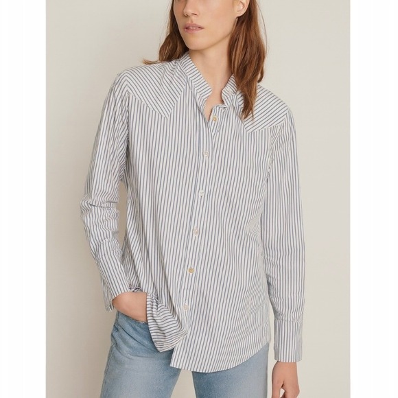 Victoria Tomas Tops - Victoria Tomas French Striped Cotton Button Down Shirt Blouse Size 4 US 36 FR